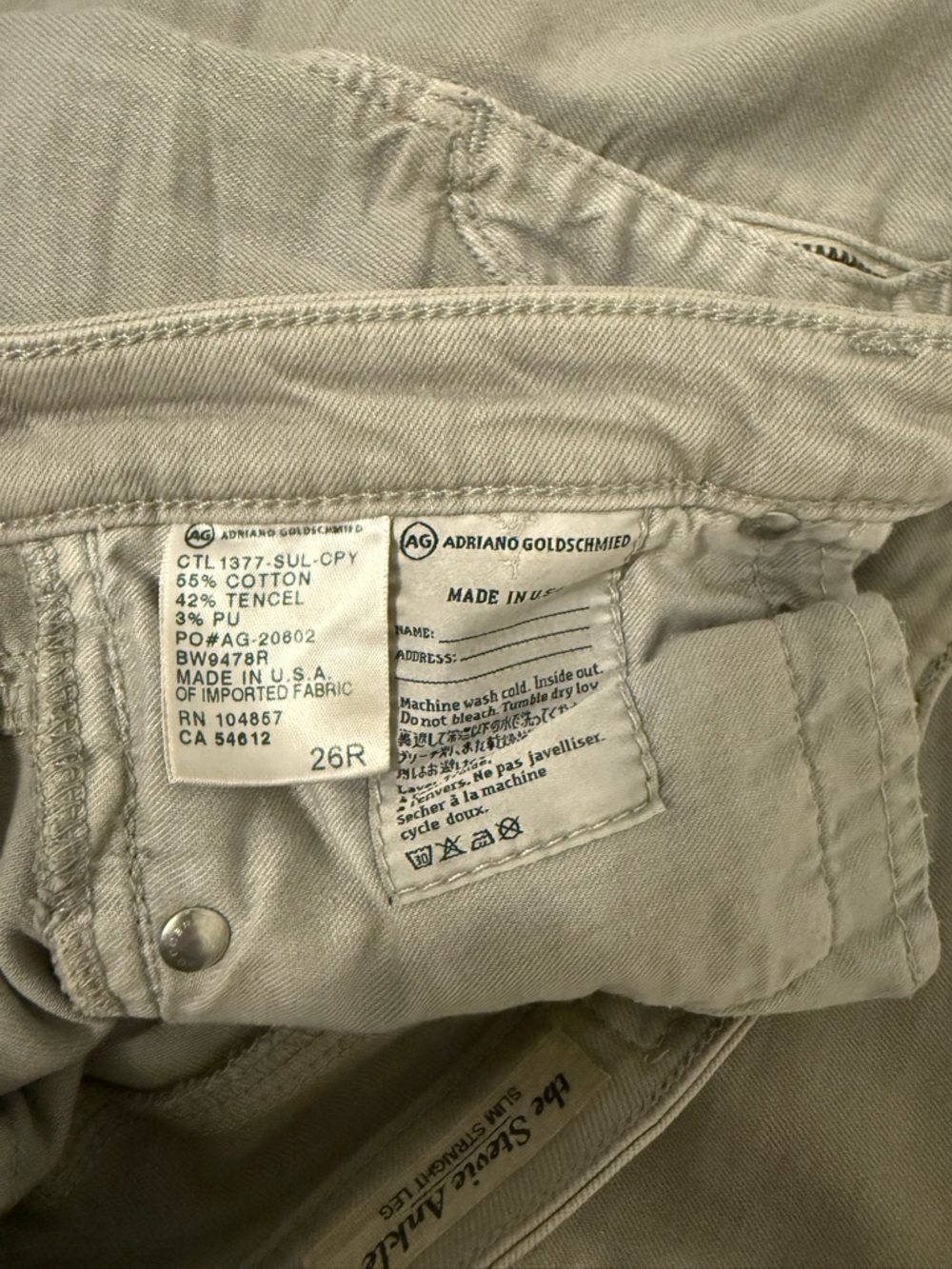 AG Stevie Ankle‎ Gray Slim Straight Jeans Size 26 Made USA - Picture 4 of 4